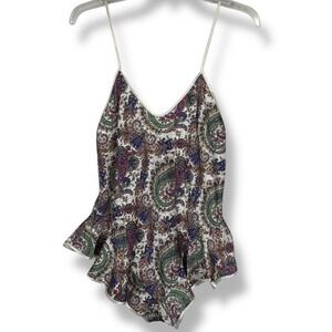 Vintage Escapades Satin Bodysuit‎ Womens Size Small Boudoir Paisley Pin Up